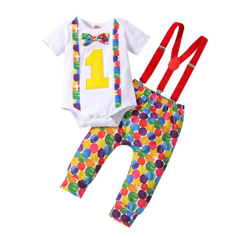 baby romper set Little Boy First Birthday Party 3pcs Romper+Shorts+Suspender Shorts Baby Boy Gentleman Clothes Set BBOF-012