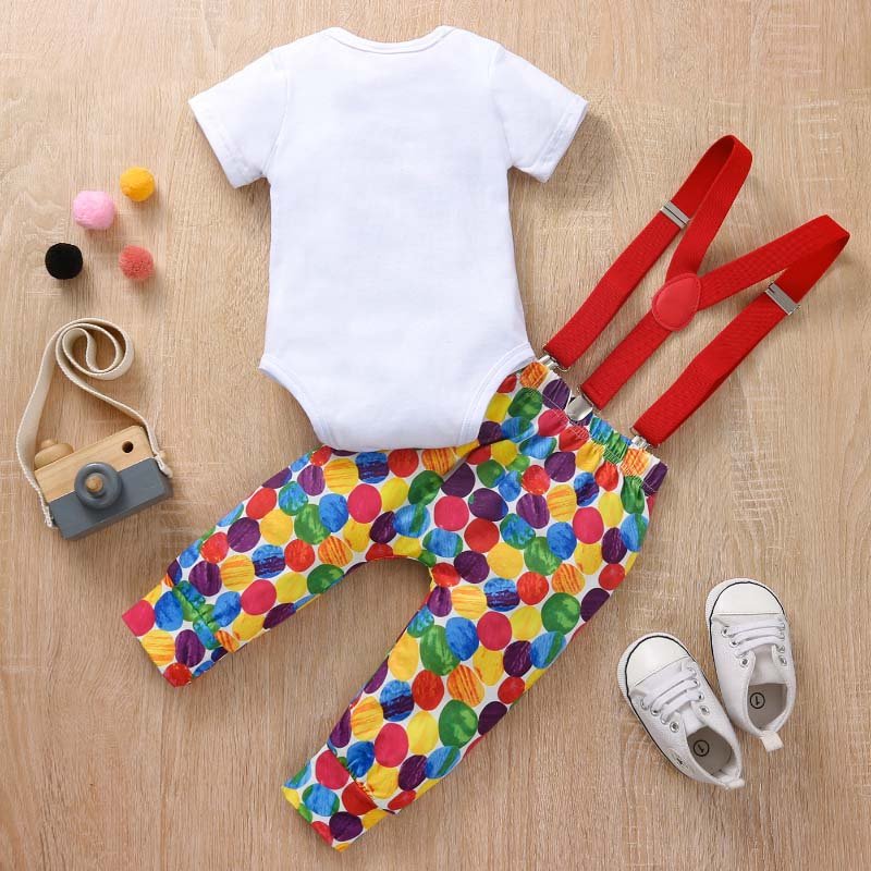 baby romper set Little Boy First Birthday Party 3pcs Romper+Shorts+Suspender Shorts Baby Boy Gentleman Clothes Set BBOF-012
