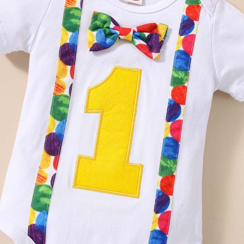 baby romper set Little Boy First Birthday Party 3pcs Romper+Shorts+Suspender Shorts Baby Boy Gentleman Clothes Set BBOF-012