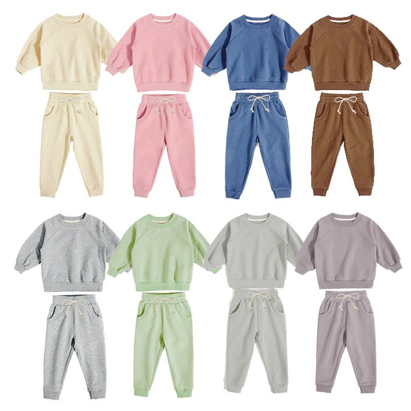 Ivy42174A Winter 2023 Baby boys track suits kids sweatshirts set French terry toddler tracksuits kids jogging sweatsuits