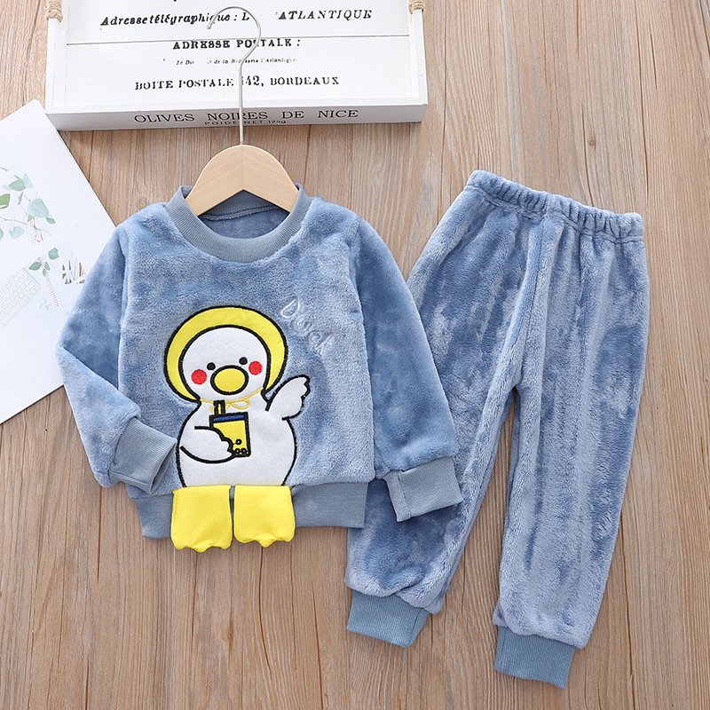 Factory Directly Children Casual Padded Clothes Two-Piece Cartoon Pattern Homewear Suit Kid Warm Clothes Suit