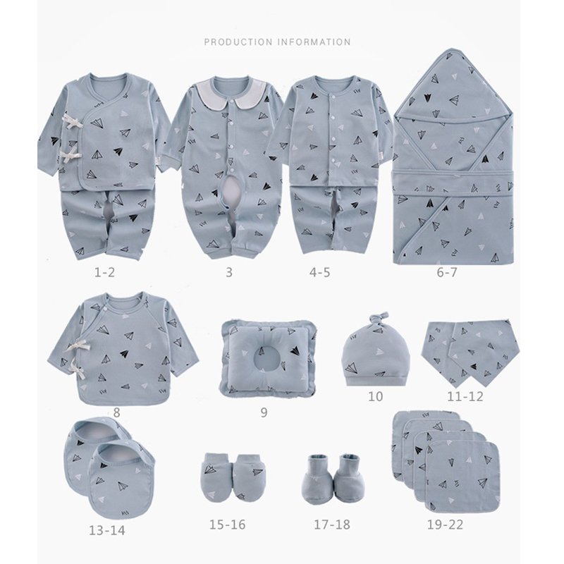 Hongbo customized 22 pcs newborn gift cloth set fall winter kids unisex bodysuit set warm baby clothing gift set wholesale 2024