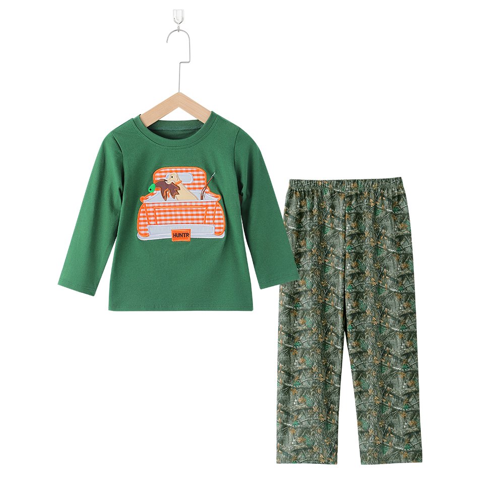 Puresun Latest Products Duck Applique Boy Clothing Sets Wholesale Low Price Custom Pattern long Sleeves