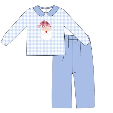 New arrival fashion kids girl clothing santa claus applique christmas children's wear custom toddler girls boys clothing sets