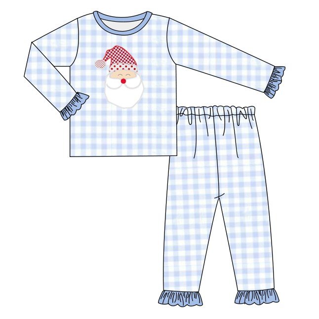New arrival fashion kids girl clothing santa claus applique christmas children's wear custom toddler girls boys clothing sets
