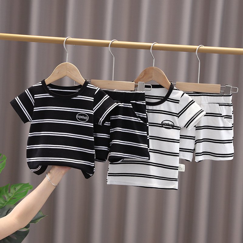 Summer Toddler boys clothing set T-shirt and Shorts twp-piece suit Striped Casual Boy Clothes Set