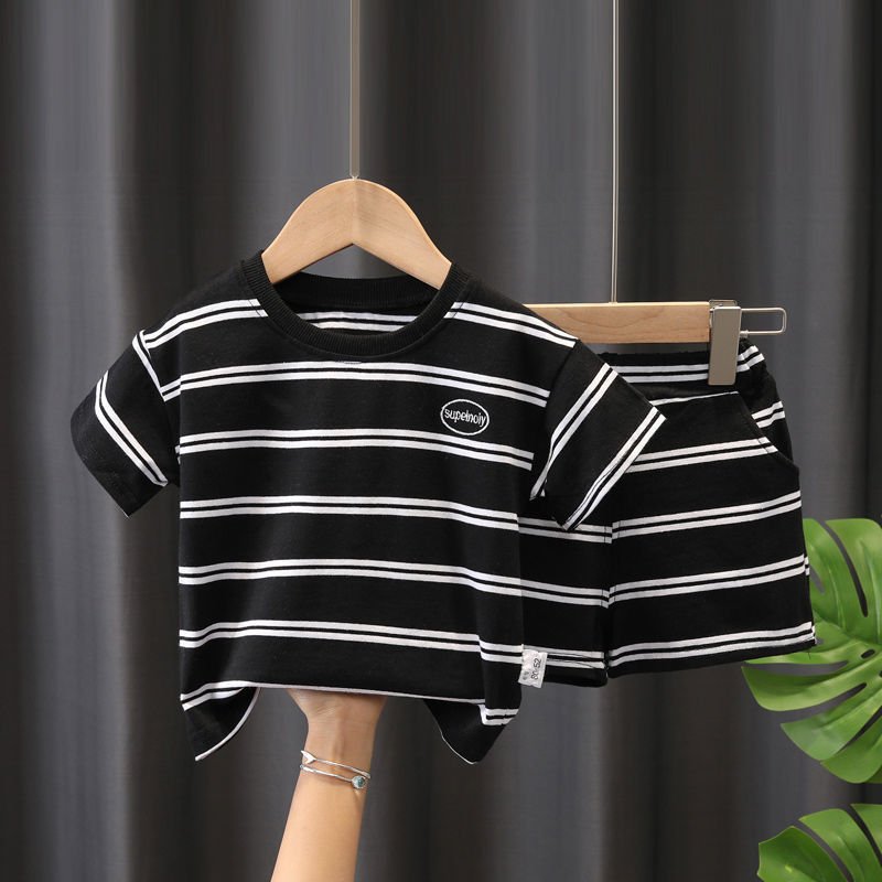 Summer Toddler boys clothing set T-shirt and Shorts twp-piece suit Striped Casual Boy Clothes Set
