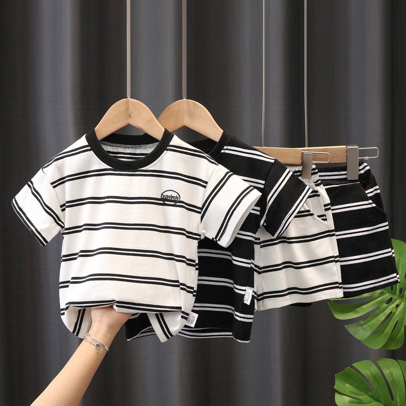 Summer Toddler boys clothing set T-shirt and Shorts twp-piece suit Striped Casual Boy Clothes Set