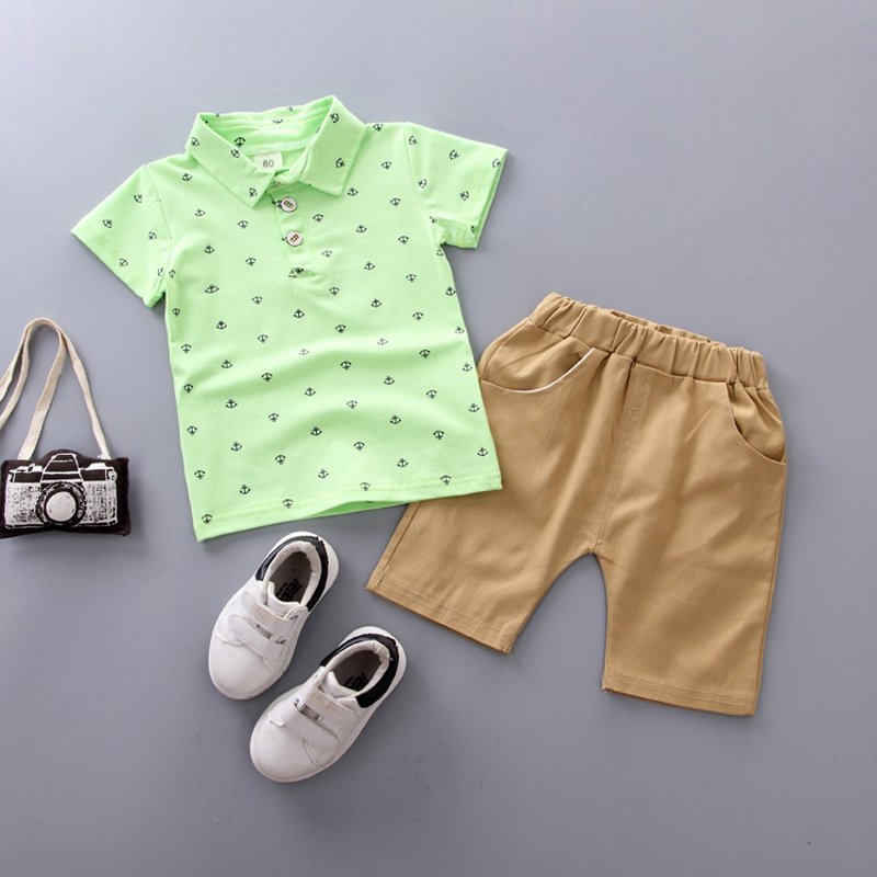 Wholesale children clothing summer baby boy clothes sets shirts with shorts kids set