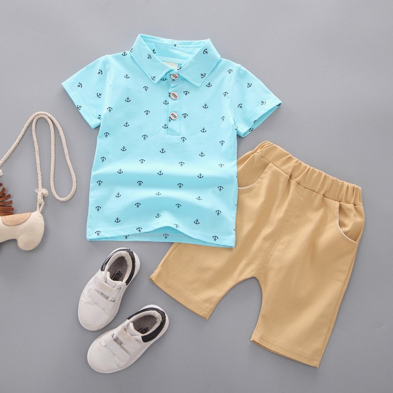 Wholesale children clothing summer baby boy clothes sets shirts with shorts kids set