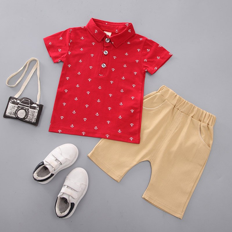 Wholesale children clothing summer baby boy clothes sets shirts with shorts kids set