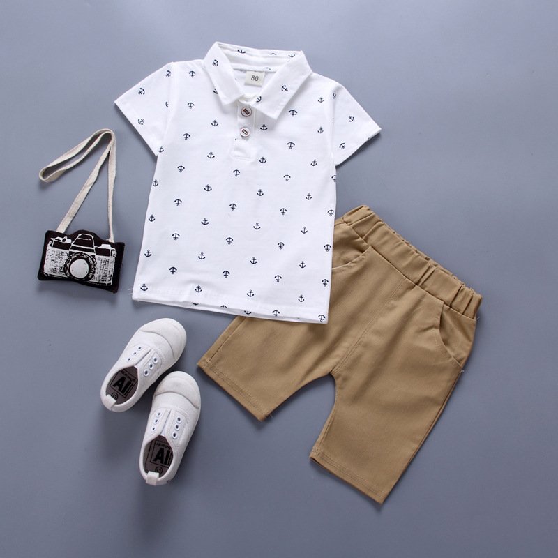 Wholesale children clothing summer baby boy clothes sets shirts with shorts kids set