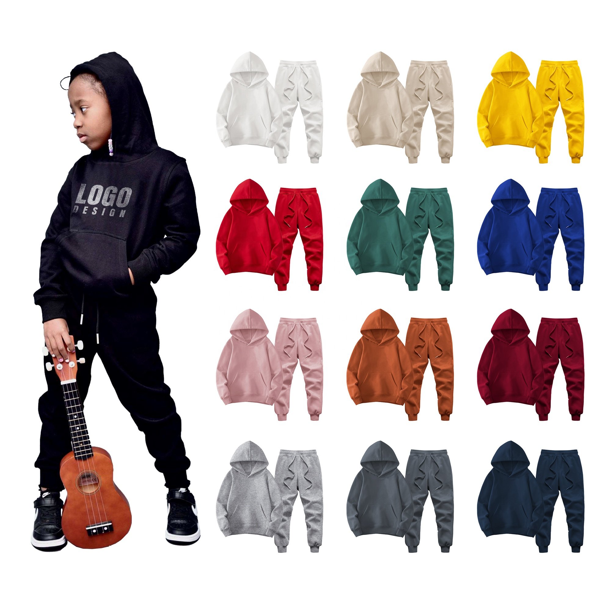 Custom Child Tracksuit Long Sleeve Boy Clothing Set Sportswear Kid Hoodies Tracksuit Set