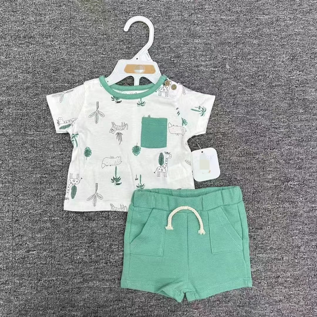Wholesale Summer Newborn Boys T-Shirt + Pants 2pcs Set Cotton Toddler Boys Clothing Sets 3-12m Infant Shorts Outfits Clothing