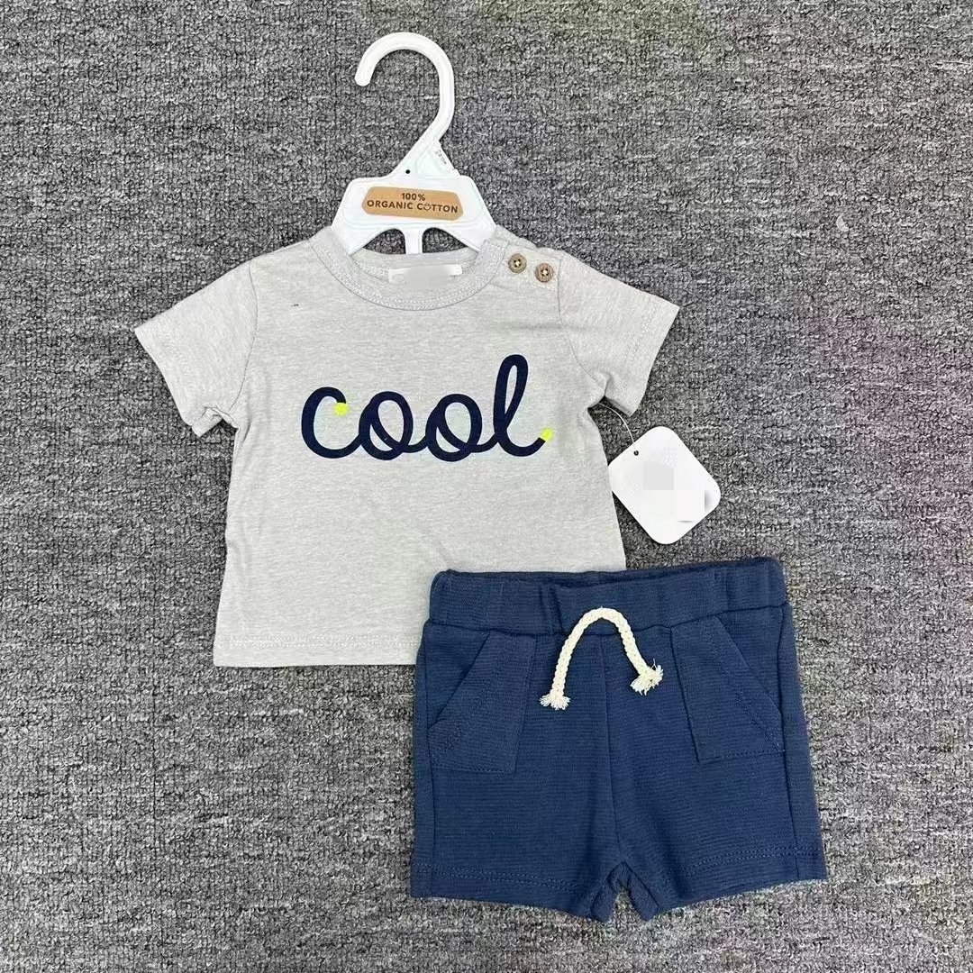 Wholesale Summer Newborn Boys T-Shirt + Pants 2pcs Set Cotton Toddler Boys Clothing Sets 3-12m Infant Shorts Outfits Clothing