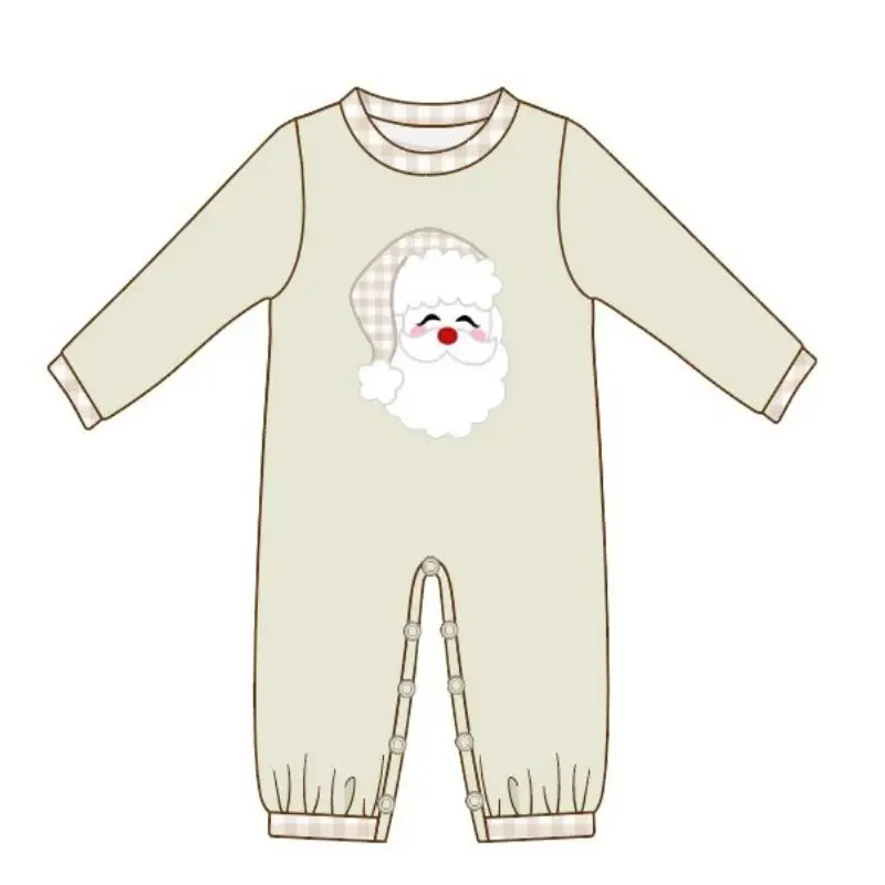 Christmas Outfits Baby Boys Bubble Clothes Set Santa Claus Embroidery Bodysuit Long Sleeve Romper Floral Pants Children Jumpsuit