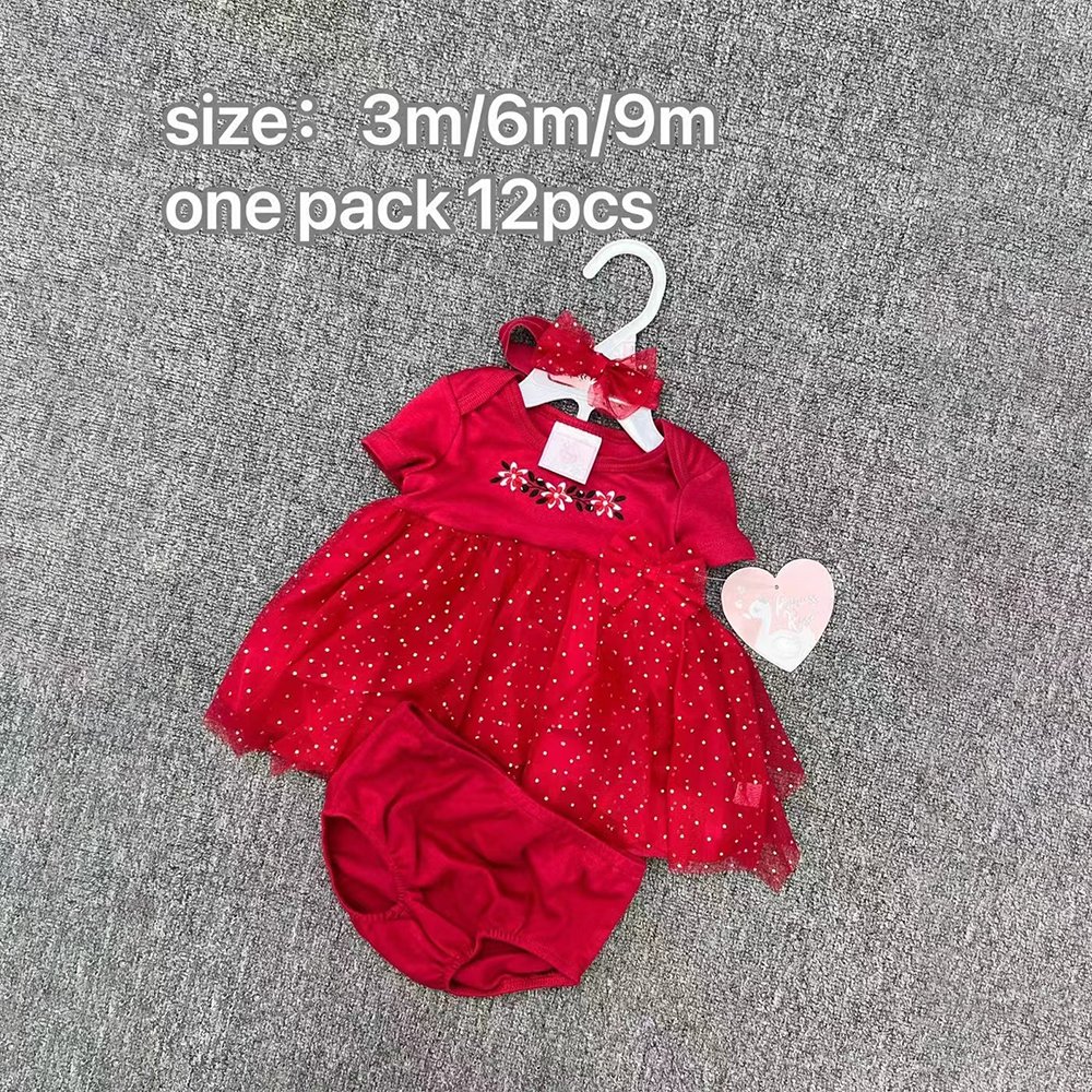 Boutique Wholesale Summer New Born Baby Girl Dress Underwear And Hairband 3pcs Set Knit Low Price Baby Bodysuit