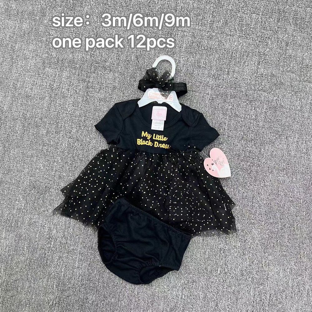 Boutique Wholesale Summer New Born Baby Girl Dress Underwear And Hairband 3pcs Set Knit Low Price Baby Bodysuit