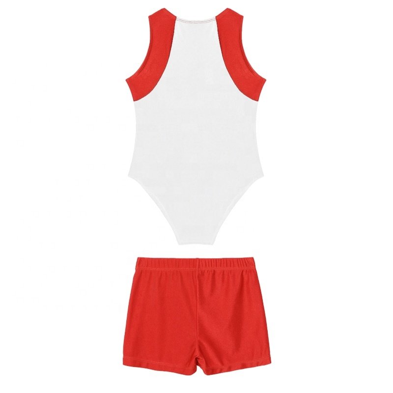 6-16 Kids Boys Sleeveless Leotard Bodysuit Jumpsuit With Shorts Children's Dance Costumes Performance Wear Gymnastics Clothing