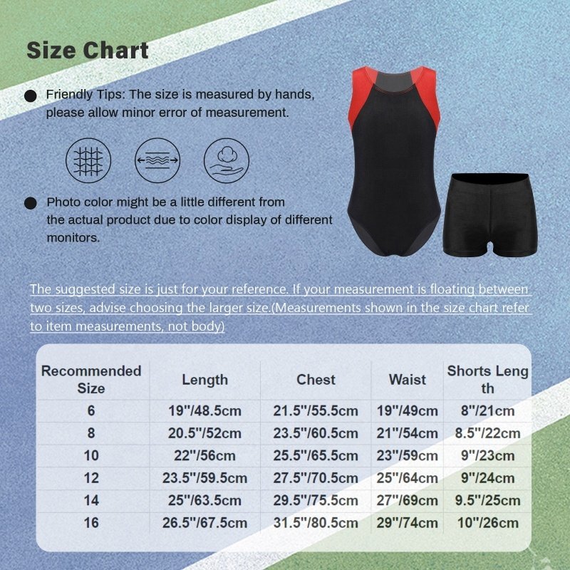 6-16 Kids Boys Sleeveless Leotard Bodysuit Jumpsuit With Shorts Children's Dance Costumes Performance Wear Gymnastics Clothing