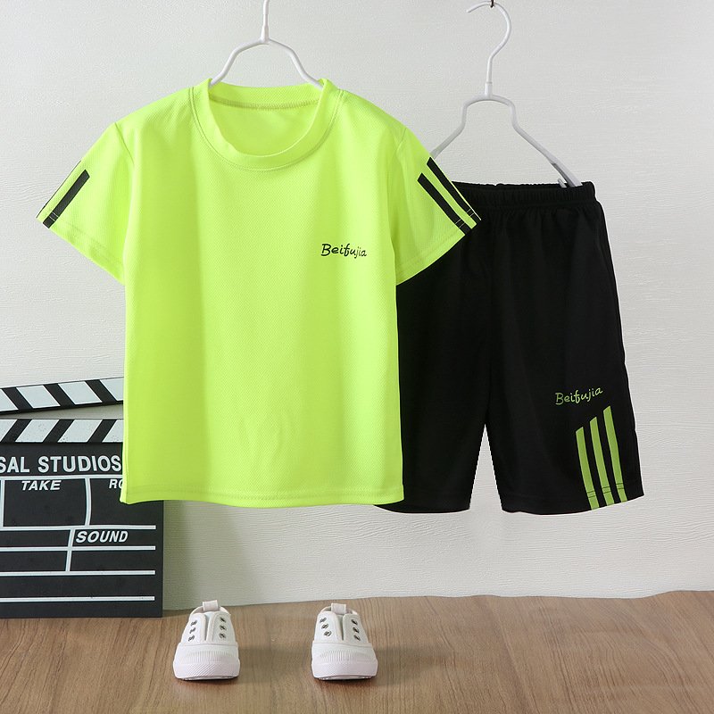 2023 Best -selling children's summer short -sleeved set, Chinese and University boys sports fast dry clothes