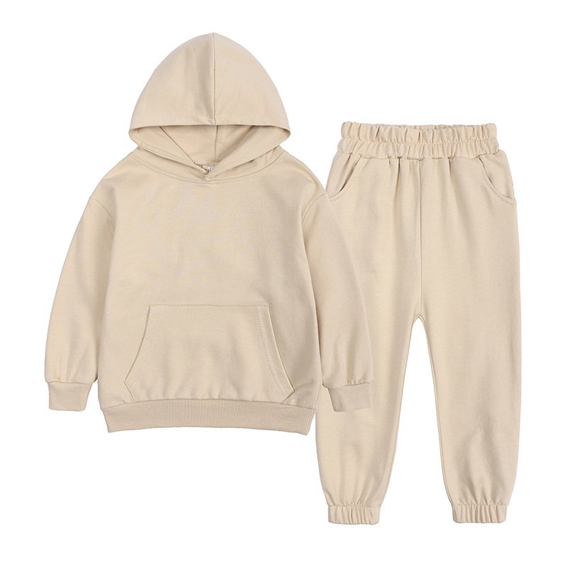 custom logo high quality children clothes kids hoodies tracksuit french terry spring kids toddlers joggers clothing set
