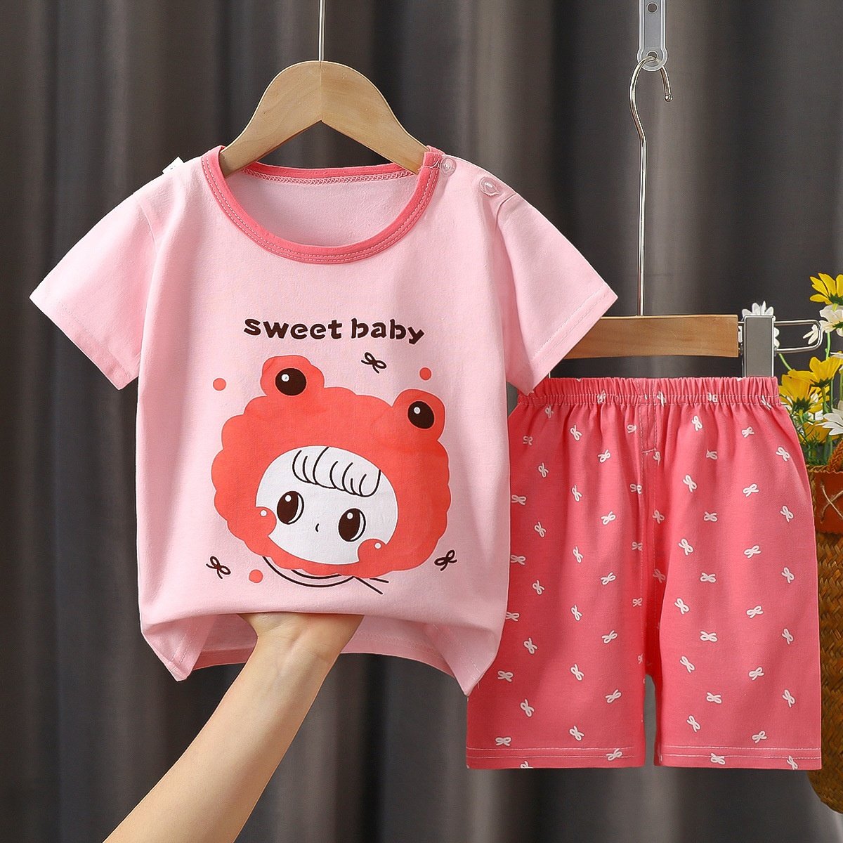 Summer Cotton Baby Clothing Set children's Solid Kids Casual Sports t-shirt shorts suit Short Sleeve Pants girls Toddler Outfits