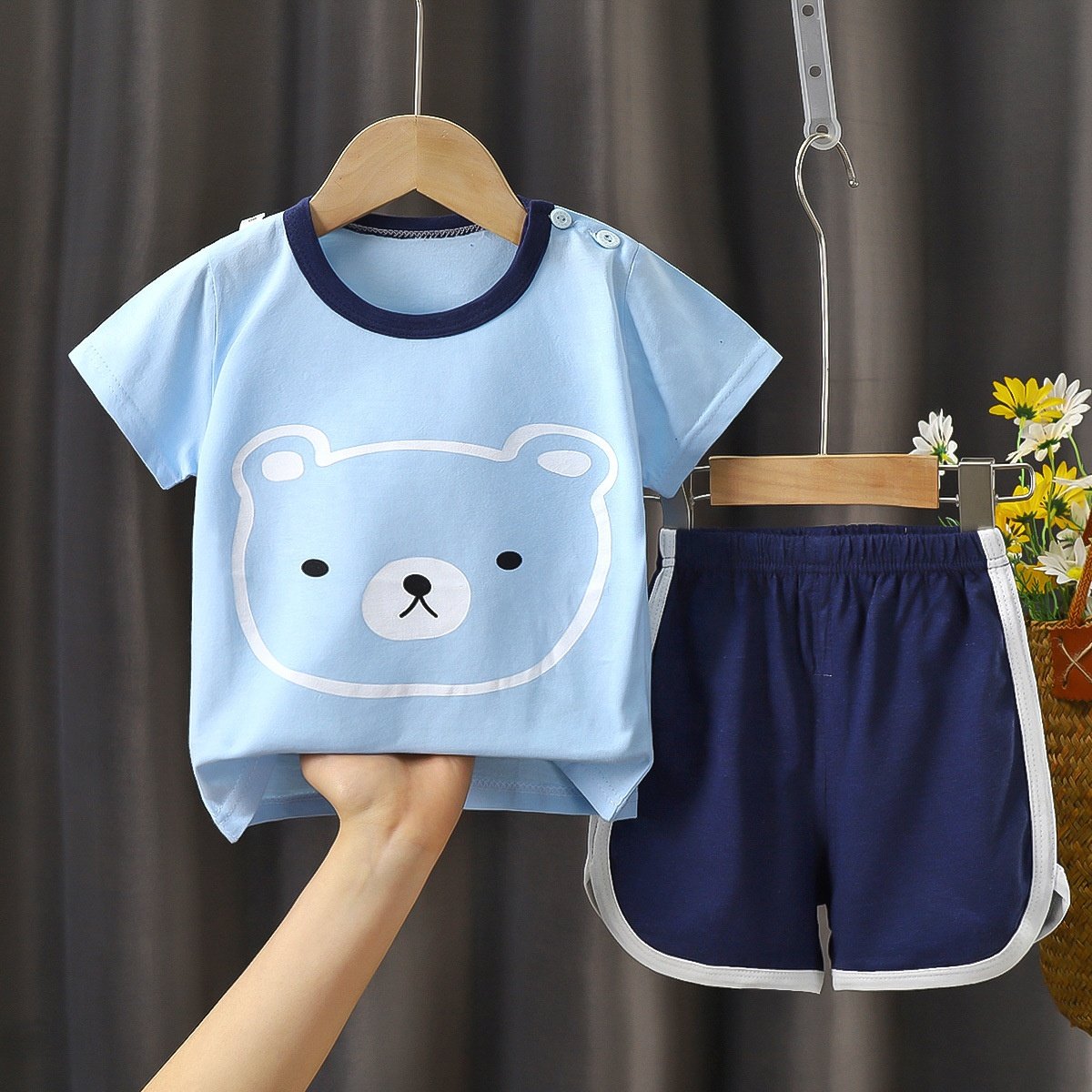 Summer Cotton Baby Clothing Set children's Solid Kids Casual Sports t-shirt shorts suit Short Sleeve Pants girls Toddler Outfits