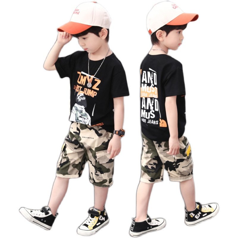 Summer Causal Children Clothes Handsome Boy Clothes 7 Years Old Cotton Big Boys Clothing Sets