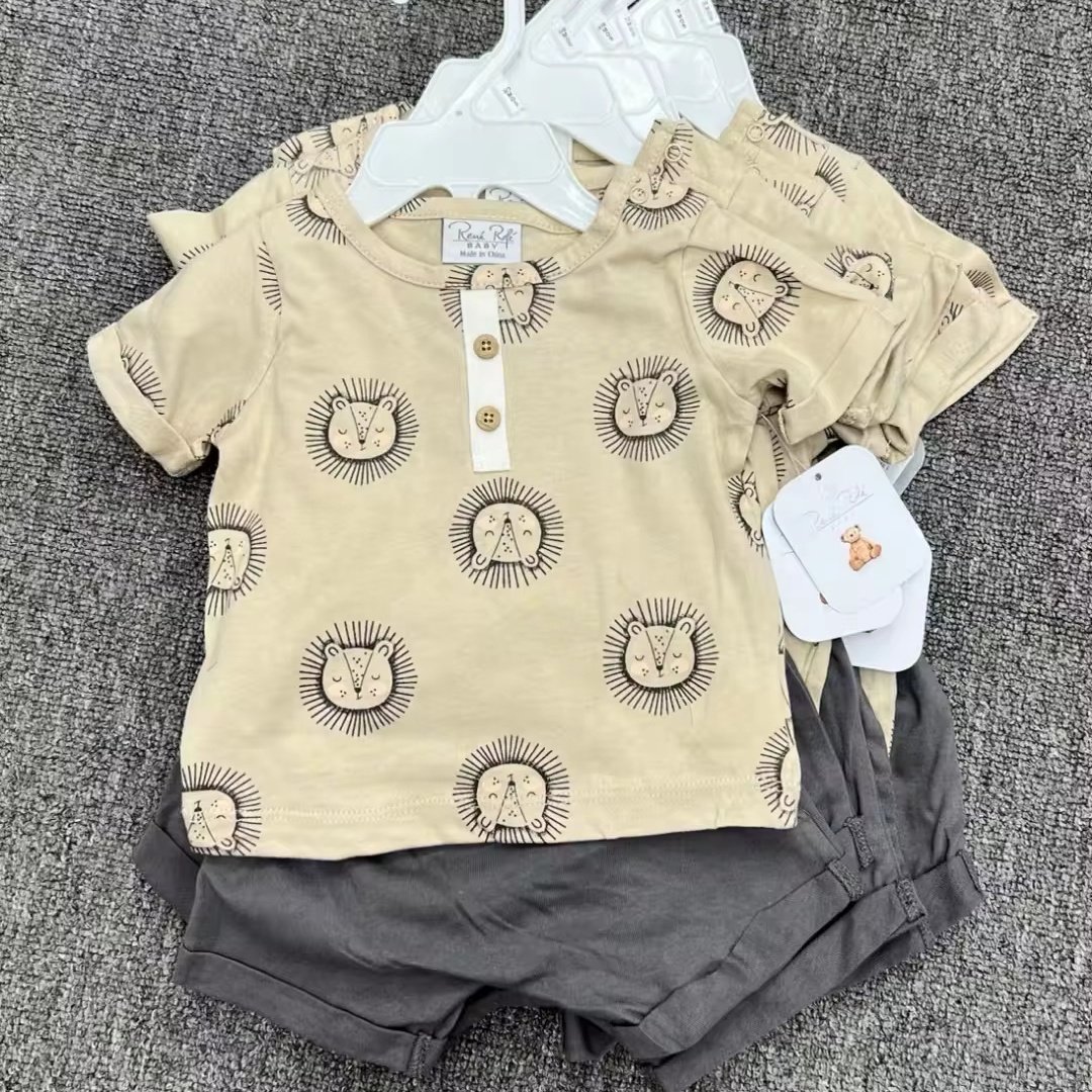 Summer Toddler Outfits Infant Boys Girls Clothing Sets Short Sleeve Print O Neck T Shirt Shorts Two piece Baby Clothes