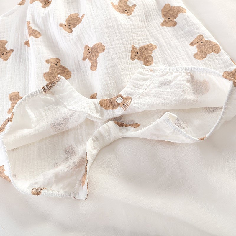 2pc Summer Newborn Baby Clothes Infant Romper Sleeveless Boys Girls Jumpsuit One Piece Cotton Muslin Bodysuit Overalls