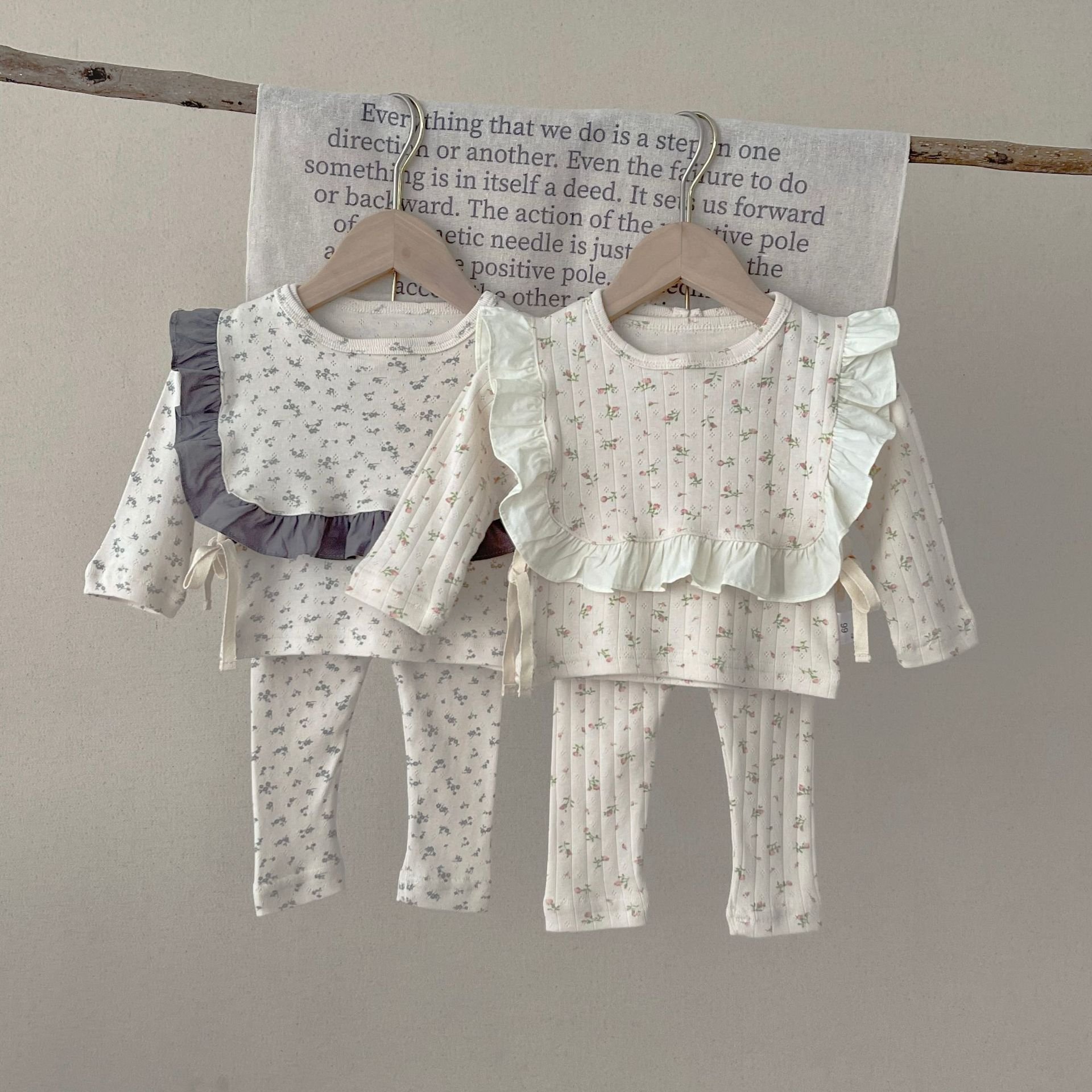 65156 Spring newborn baby boy Infant Suit Girls' Floral Top high-waisted pants girls 3 pcs baby clothing sets girl 0-3months