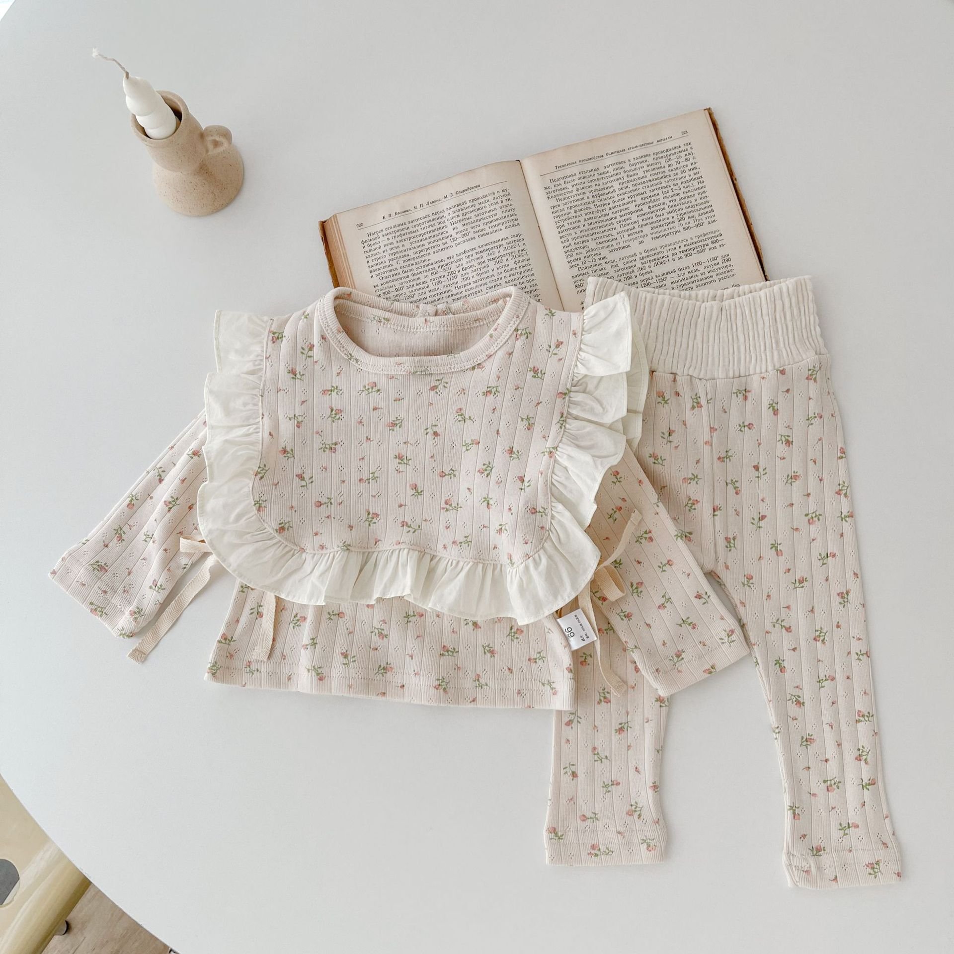 65156 Spring newborn baby boy Infant Suit Girls' Floral Top high-waisted pants girls 3 pcs baby clothing sets girl 0-3months