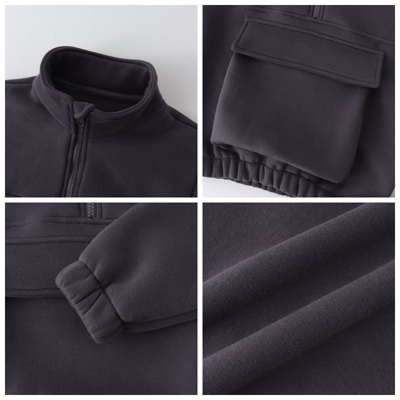 Winter Kids Oversized Half Zipper Sweatshirt Jogger Clothing Set Custom Logo Toddler Baby Boy Girls Tracksuits