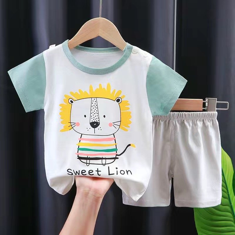 New Arrival 100% Cotton Boys and Girls Short-Sleeve Sets for Kids Two-Piece T-Shirt and Bottoms Outfit for Toddlers and Children
