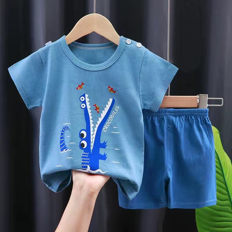 New Arrival 100% Cotton Boys and Girls Short-Sleeve Sets for Kids Two-Piece T-Shirt and Bottoms Outfit for Toddlers and Children