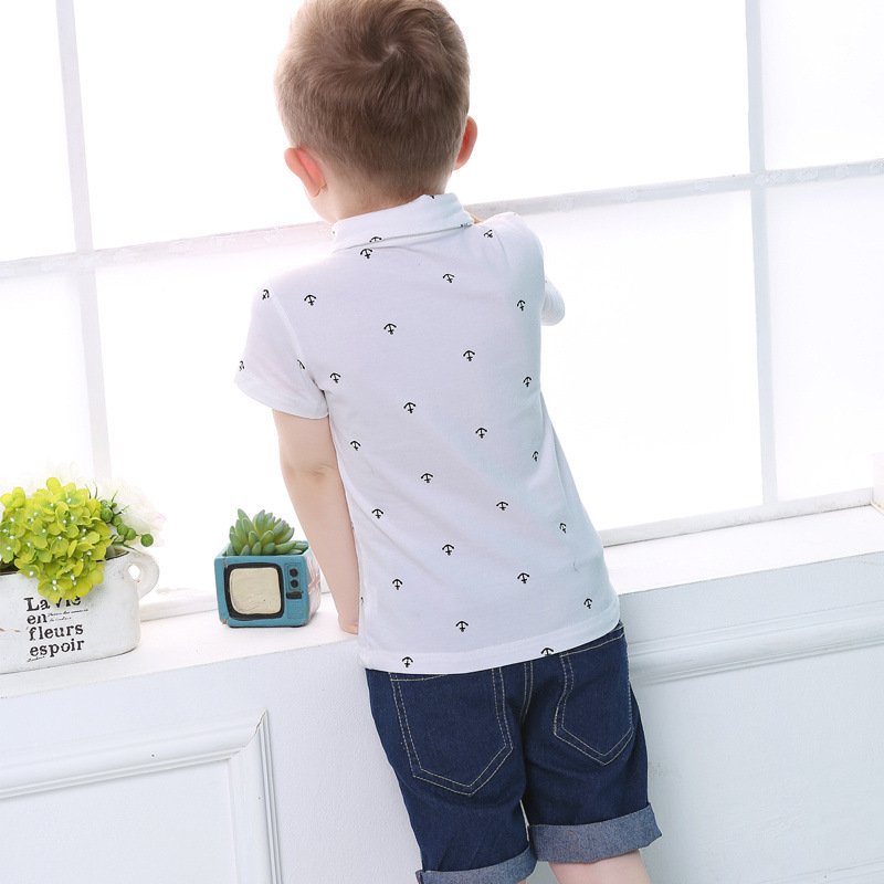 Wholesale High Quality Summer Boy Outfit Polo Shirts Navy Jeans Shorts Costume Casualkids shorts children clothing sets