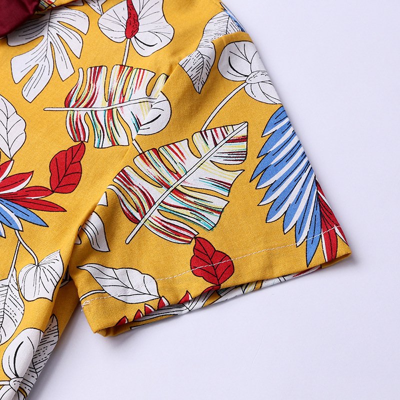 High Quality Boutique Boys Printed Short Sleeve flower print Shirt and Shorts 2Pcs Baby Boys' Clothing Summer Kids Clothing Set