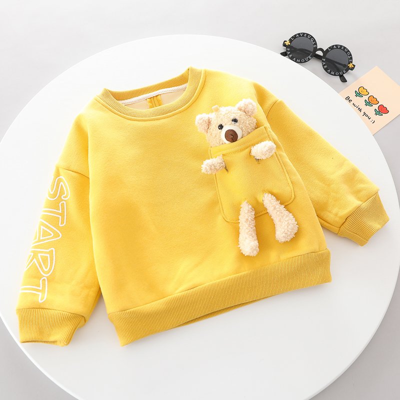 Boy's Two-Piece Infant Clothing Set Winter Hoodies & Sweatshirts with Bear Pocket Long for 5 Years Kids' Two-Piece Set
