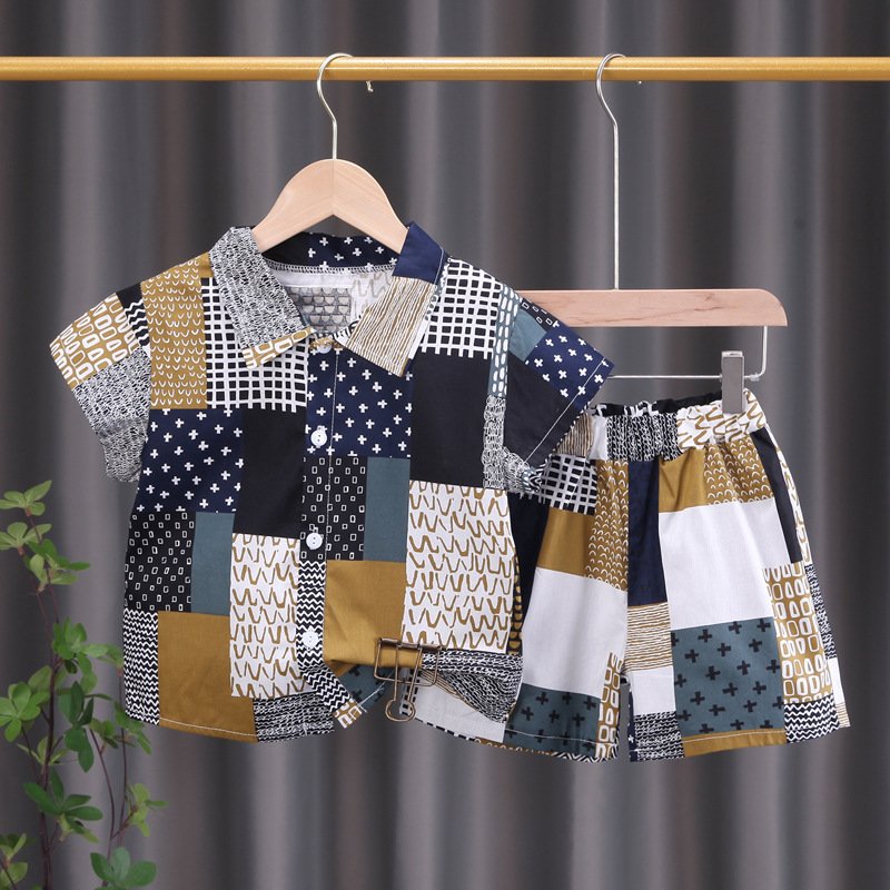 Baby boys' clothing sets Summer kid Formal Short Sleeve Casual Set Beautiful design tropical style Beach Pattern Hawaii Clothes