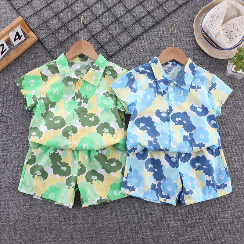 Baby boys' clothing sets Summer kid Formal Short Sleeve Casual Set Beautiful design tropical style Beach Pattern Hawaii Clothes