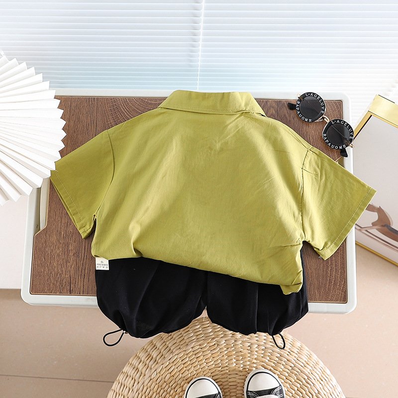 New Chinese style two-piece set Boys panda cartoon summer clothes shirt lantern pants Suit baby Boys Clothing Sets