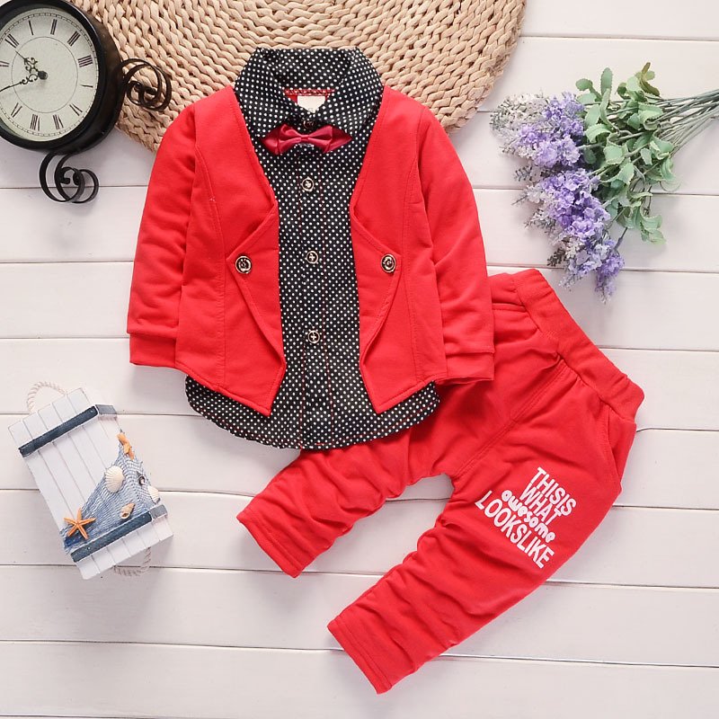 2024 Spring and Autumn New Baby Gentleman Suit Children's Clothing Two-Piece Set with Short Sleeves Solid Pattern for Tides