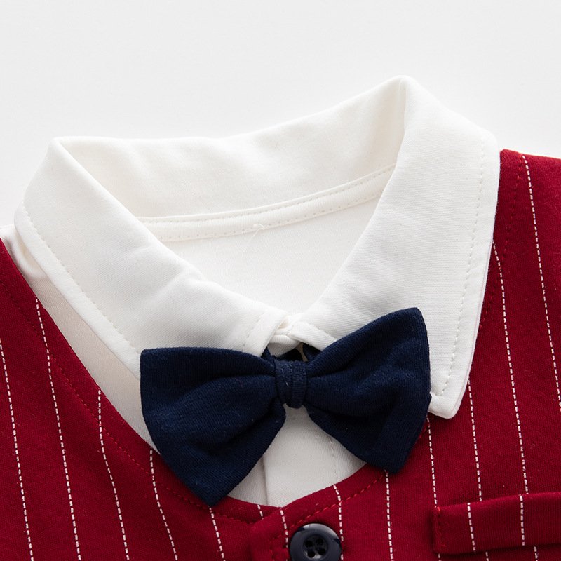 spring boys gentlemen clothes set baby bow romper suspender pants clothing sets cool boys suit 0-3 months