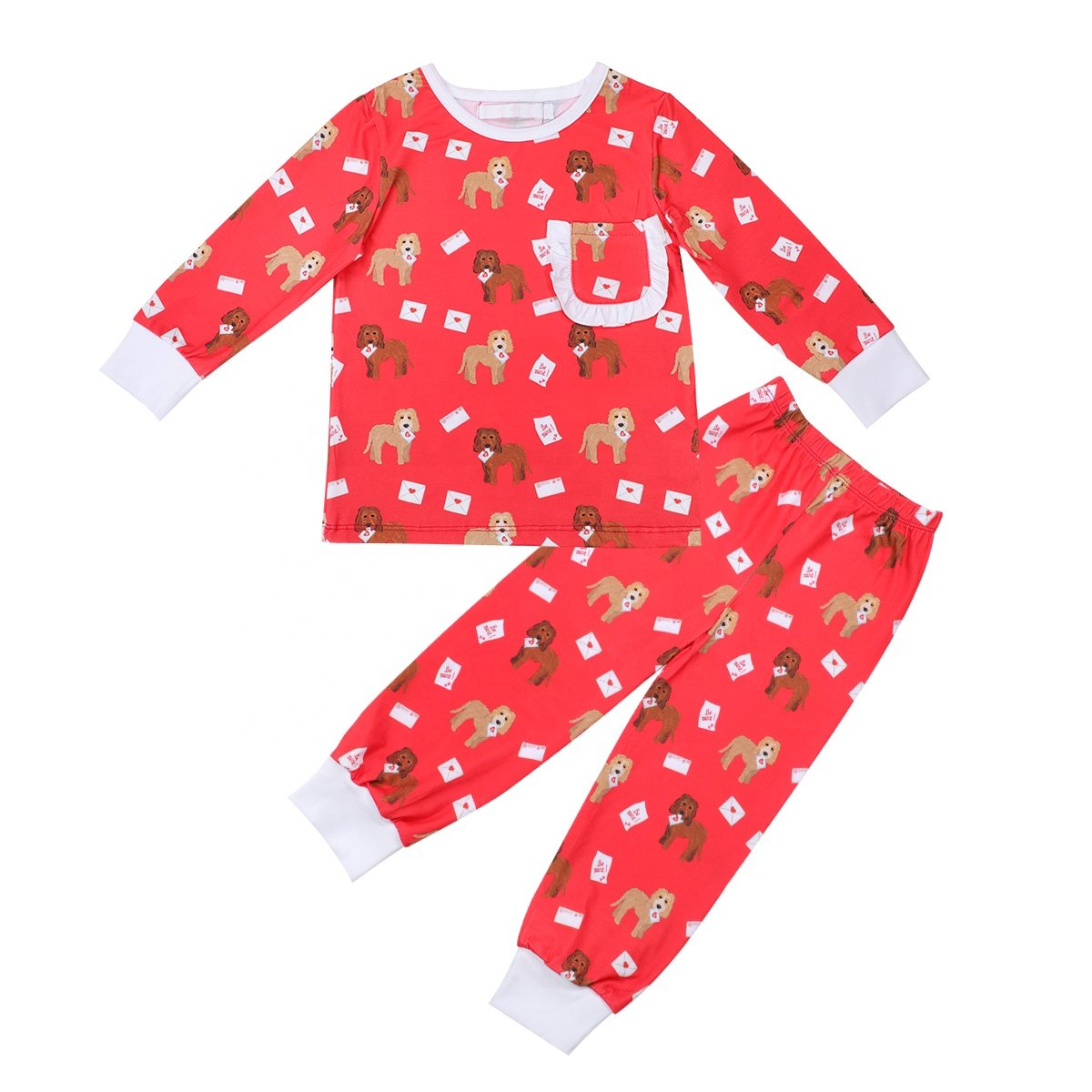 Kids Custom Hearts Print Milk Silk Pajama Family Matching Clothing sets Valentine's Day Sleepwear Toddler Bamboo Cotton Pajamas