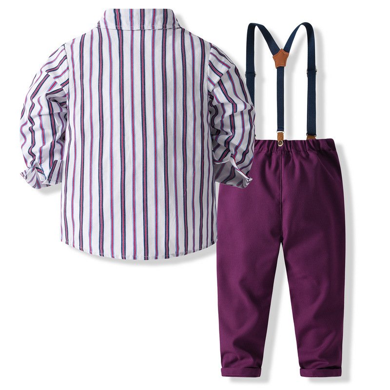 2024 Trending Toddler Baby Boy Clothing Set Cotton Long Sleeve Shirt Pant Set Bow Kids Boy Outfit Formal Suit For Kids