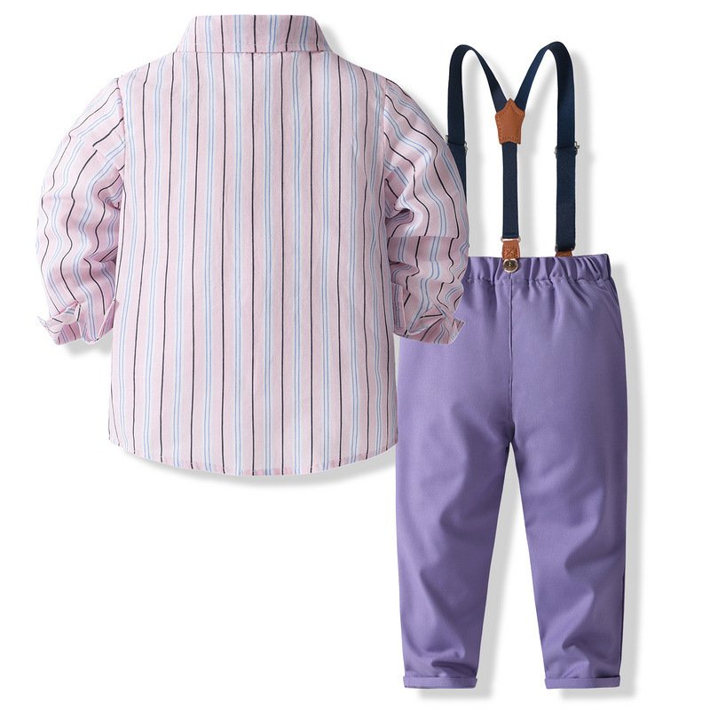 2024 Trending Toddler Baby Boy Clothing Set Cotton Long Sleeve Shirt Pant Set Bow Kids Boy Outfit Formal Suit For Kids