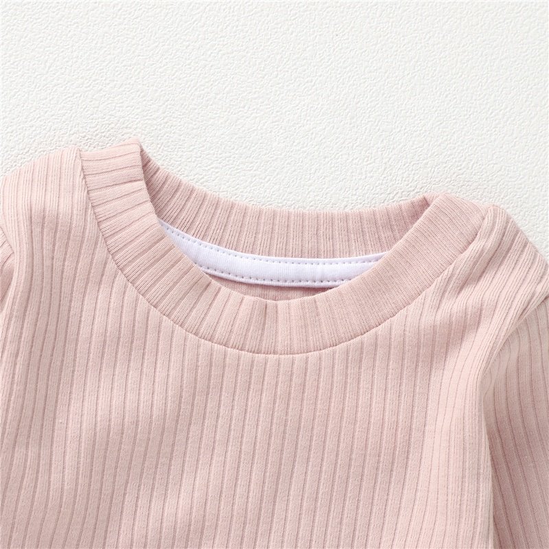 ready to ship Boutique Organic Ribbed Long Sleeve 2pcs Baby Clothes Pajamas Sets