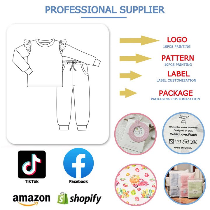 2024 Fall Autumn Winter Custom Trouser Set Made Logo Boutique Tracksuits Kids Boys 2Pcs Toddler Jogger Clothing