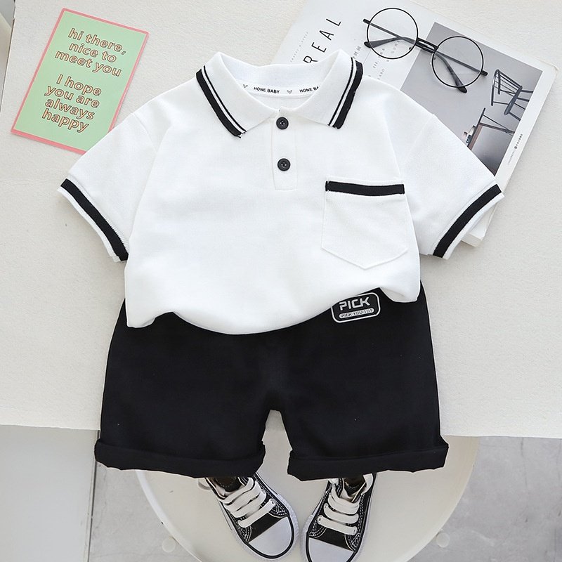 Toddler Boys Clothing sets Simple Lapel Polo Shirt Short sleeved Children's Outfit Summer Casual Cool Clothing Comfortable suits